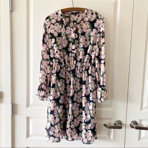 NEW J Crew Merchantile Long Sleeve Floral Dress Pink Blue